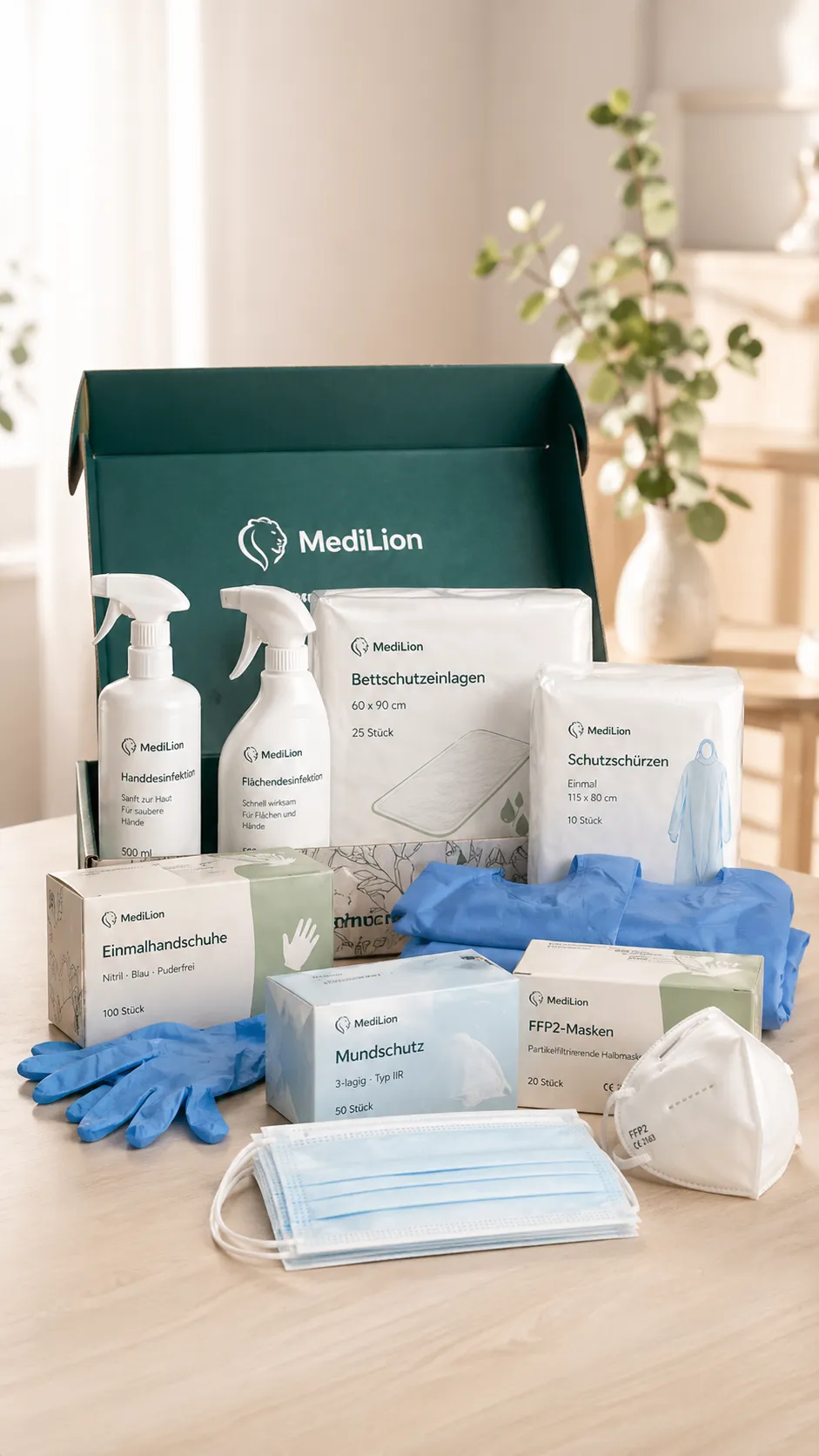 MediLion Pflegebox mit Pflegehilfsmitteln